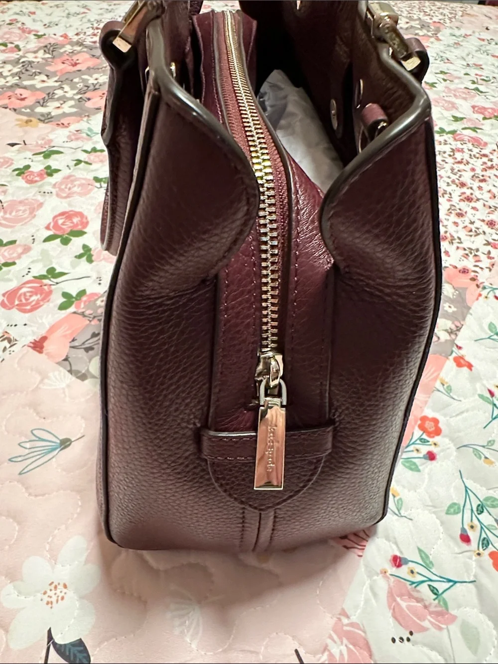 kate spade Wine Leather Satchel with Detachable Strap